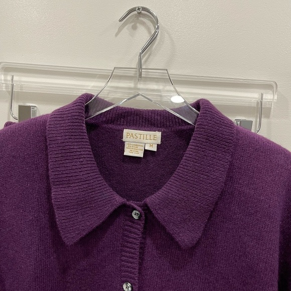 Pastille Vintage Knit Blazer Jacket Skirt Set Purple Lambswool Medium Button - Picture 6 of 11